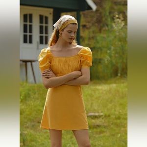 Anthropologie Gathered Puff Sleeve Mini Dress - BRAND NEW WITH TAGS - size med